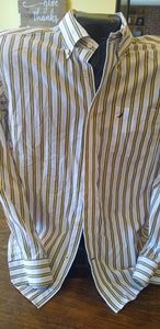 Nautica yellow blue striped shirt